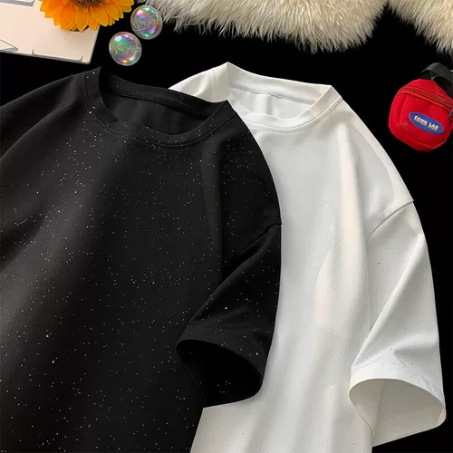 Летняя тонкая шелковая ретро дышащая футболка, в американском стиле, короткий рукав, свободный крой