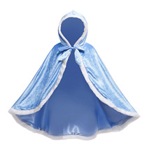 Cape Elsa Anna Princess hooded cape Frozen girls thickened velvet large shawl windbreaker jacket