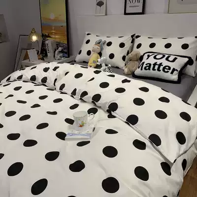 ins Simple Nordic Feng Shui cotton washing cotton four-piece set European cotton quilt cover bed single bedding three-piece set