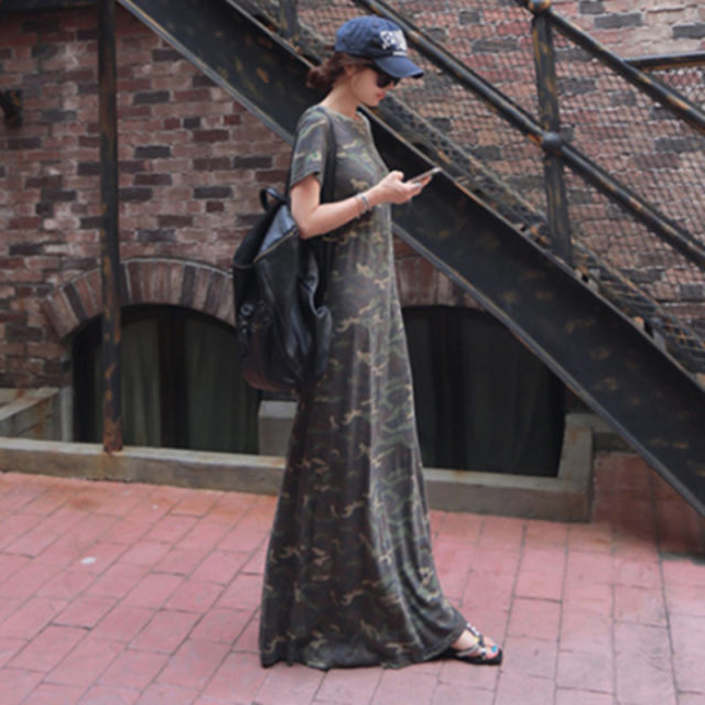 Camouflage dress Korean loose plus size student T-shirt