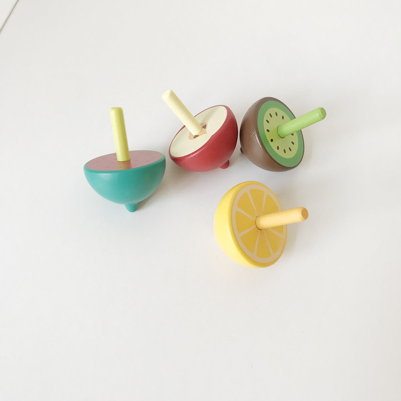 Mideer children's small gyro toys outdoor baby wooden fruit gyro kindergarten gift return