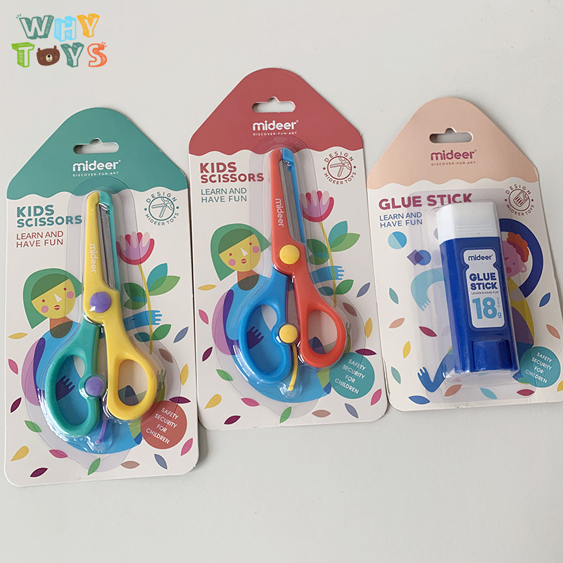 mideer children's scissors safety handmade plastic safety art paper cutting safety does not hurt the hand Solid glue