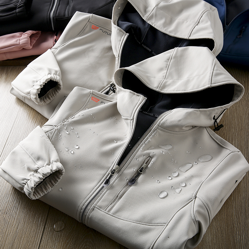Running Soft Shell! Night Vision Reflective Zipper, Fleece-Lined, Windproof and Waterproof, Unisex Couple Style Hooded Outdoor Jacket