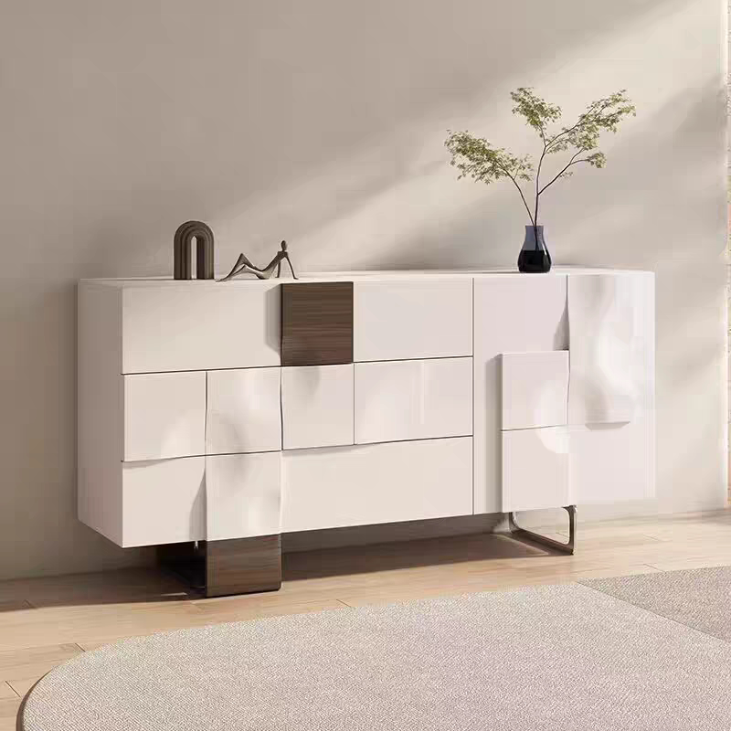 Light Luxury Six-Drawer Cabinet, Italian Minimalist Integrated Sideboard, Living Room Solid Wood Entryway Cabinet, Bedroom Modern Drawer Storage Cabinet