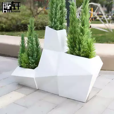 Meichen fiberglass flowerpot outdoor irregular flower bowl combination shopping mall creative diamond floor vase customization