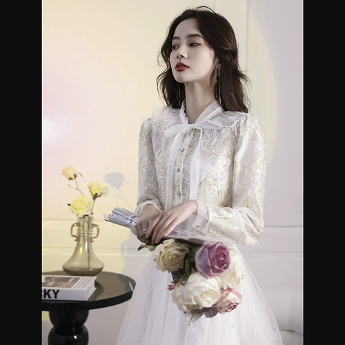 Вечернее платье, элитный демисезонный лонгслив, подходит для подростков, коллекция 2021, городской стиль, цвета шампанского, изысканный стиль