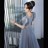 Синее дизайнерское вечернее платье, наряд маленькой принцессы, тренд сезона