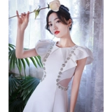 Белое вечернее платье, элитная юбка, французский стиль, изысканный стиль, подходит для подростков