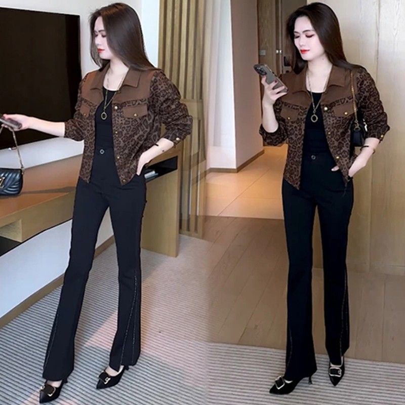 Leopard Print Short Jacket for Women 2025 Autumn New Fashion Stylish Loose Slimming Petite Versatile Jacket Top