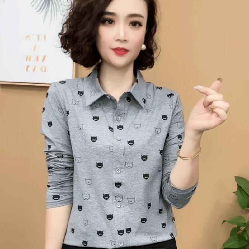2026 Autumn New Fashionable Slimming Long-Sleeve Shirt with Polo Collar, Elegant and Versatile, Stylish Women's Cotton Base Shirt 2026 Autumn New Fashionable Slimming Long-Sleeve Shirt with Polo Collar, Elegant and Versatile, Stylish Women's Cotton Base Shirt