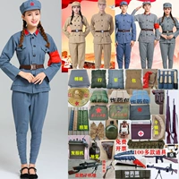 Взрослый хлопок и льняная красная армия исполнили новую четвертую армию восьмого маршрута армия Анти -японская война, мальчики, девочки, маленькая красная военная форма фильма и телевидение