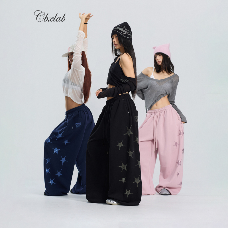 Cbxlab Hip-Hop Trendy Brand "Shining Star Pants" American Street Style Hot Girl Rhinestone Versatile Jazz Sports Long Pants Trendy Cbxlab Hip-Hop Trendy Brand "Shining Star Pants" American Street Style Hot Girl Rhinestone Versatile Jazz Sports Long Pants Trendy