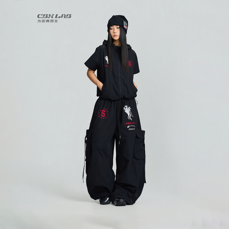 Cbxlab Street Dance Trendy Brand Oversize Quick-Drying Dance Set Hip-Hop Workwear Long Pants Hooded American Short-Sleeve Trendy