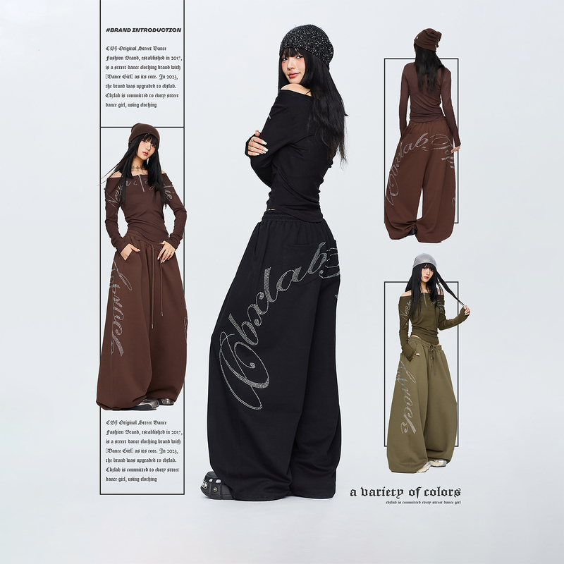 Cbxlab Street Dance Trendy Brand "Diamond Sweetheart" Oversized Hip-Hop Dance Pants Jazz Hot Girl Sports Pants Trendy