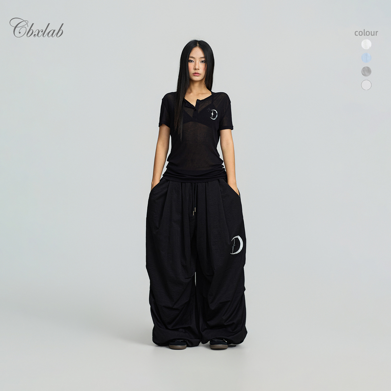 Cbxlab Street Dance Trendy Brand "Star and Moon Series" Oversized Hip-Hop Quick-Drying Embroidered Versatile Dance Loose Pants