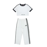 CBXLAB Белый комплект в стиле хип-хоп, танцующие штаны, короткий рукав