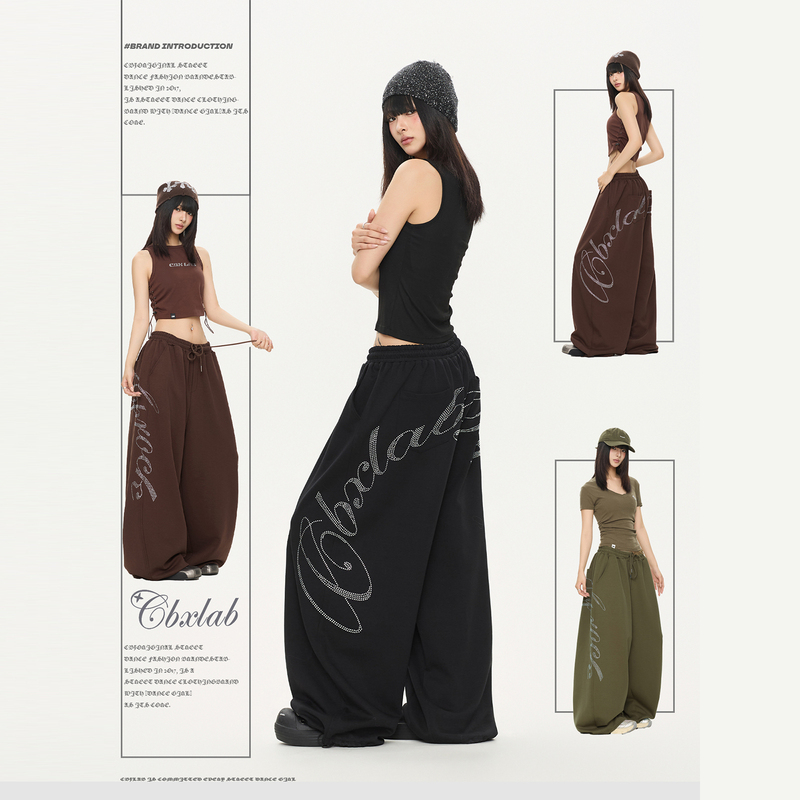 Cbxlab Street Dance Trendy Brand "Diamond Sweetheart" Oversized Hip-Hop Dance Pants Jazz Hot Girl Sports Pants Trendy