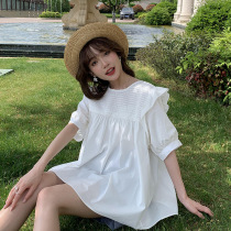 Pregnant woman Summer shirt short sleeve Snow spinning pure colour Sky silk thin jacket outside wearing big code cover for pregnant woman shirt 100 lap