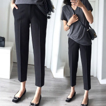 Pregnant woman 90% straight tube Western pants 2022 Summer Western dress pants High waist Tottos Smoke Tubes Pants Outside of work Western pants Black