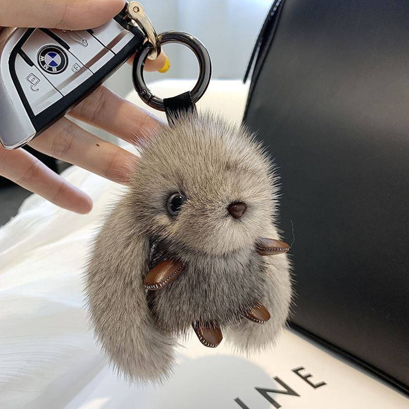 Mink Fur Doll Cute Internet-Famous Rabbit Pendant Backpack Plush Toy High-End Fur Car Keychain Bag Accessory