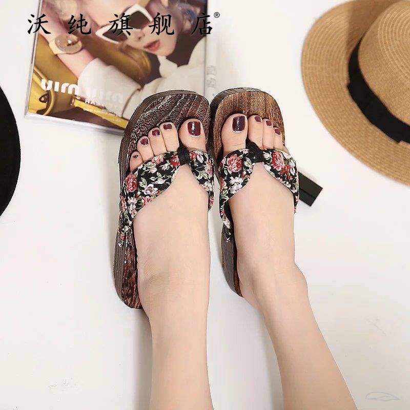 Chinese Style Women's Clogs Slippers Sandals Women's Kimono Wooden Shoes Japanese Style Women's Flip-Flops Casual Home Clogs Flip-Flops