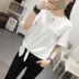 Mùa hè 2018 mới phong cách BF BF Hồng Kông hương rắn màu Áo thun nữ ngắn tay Hàn Quốc lửng sơ áo phông dài tay Áo phông