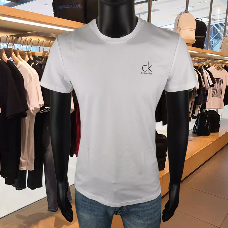 {Outlet Selection} Ck Men's T-Shirt Short-Sleeve Top Summer New Simple Logo Print Ck T-Shirt Men's Crew Neck Half-Sleeve