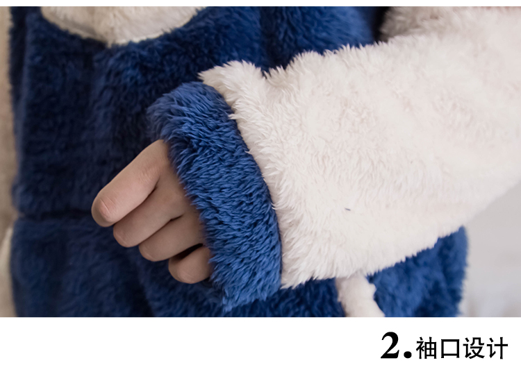 Đồ ngủ nữ mùa đông ấm áp flannel trùm đầu dễ thương sang trọng nữ dịch vụ nhà dày phiên bản Hàn Quốc ấm áp thoải mái đồ bộ pijama