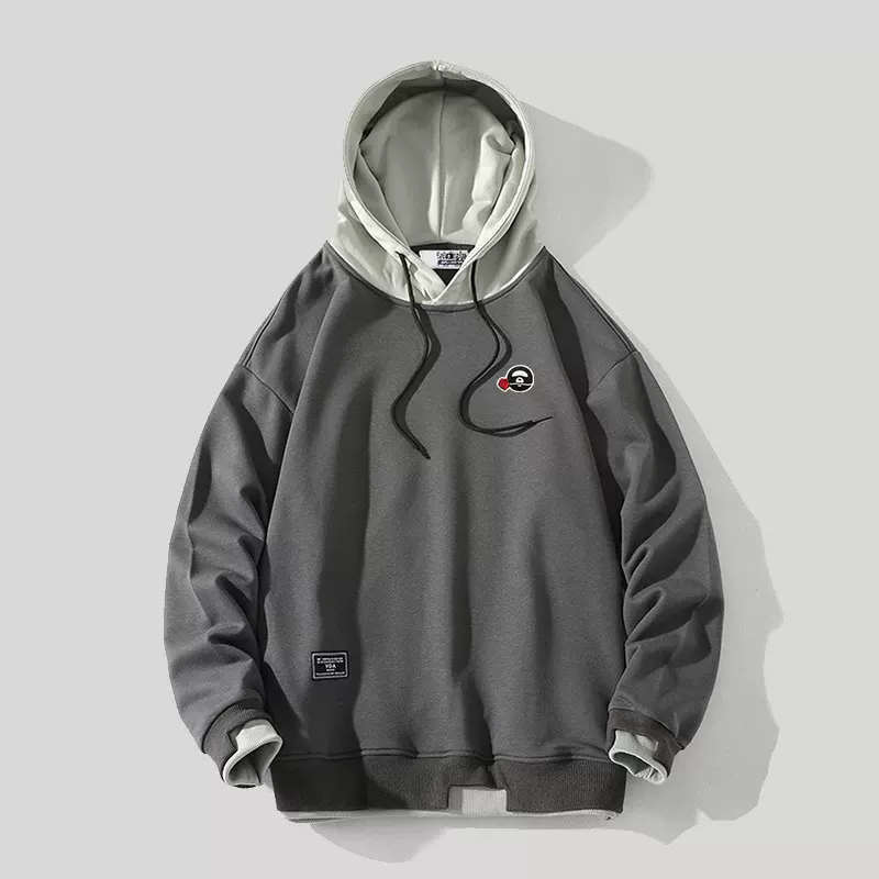 BAPE DUCK Black fleece hoody for leisure, trend long-sleeve, oversize