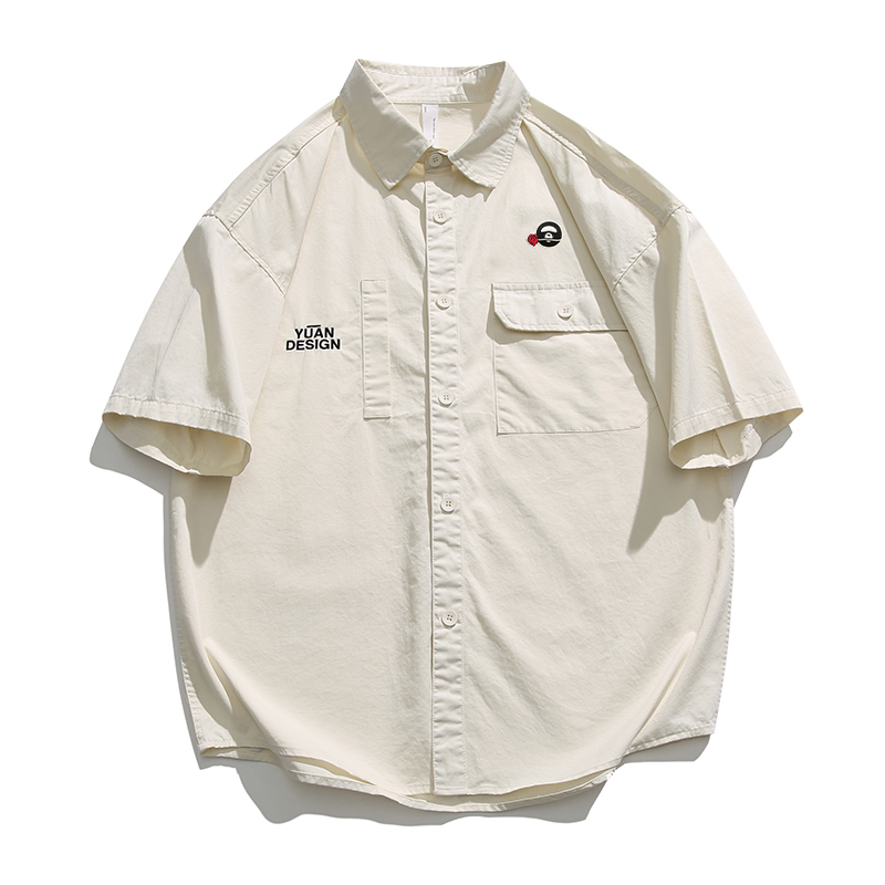 Bape Duck BAPE DUCK男裝夏季半袖襯衫男設計感刺繡翻領襯衫情侶款潮牌上衣