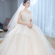 French light wedding dress 2020 new bride bandeau thin luxury temperament trailing princess skirt simple Qi puffy