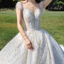 Starry sky main wedding dress 2020 new temperament bride small man heavy industry luxury forest department super fairy Hepburn trailing female light