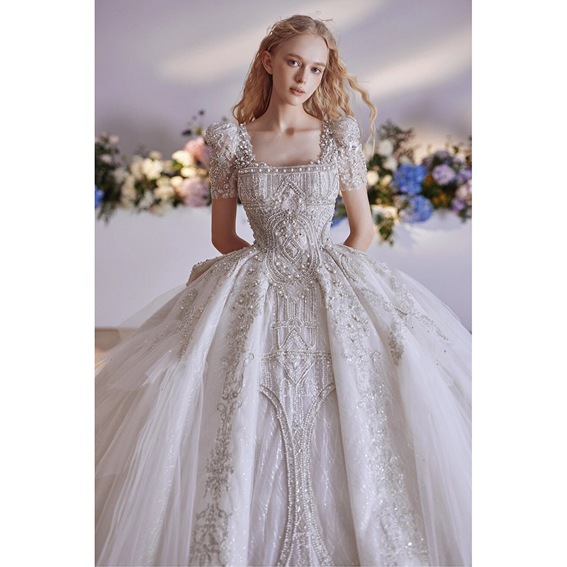 Fashionable advanced wedding dress for bride, suitable for teen, high-end, french style