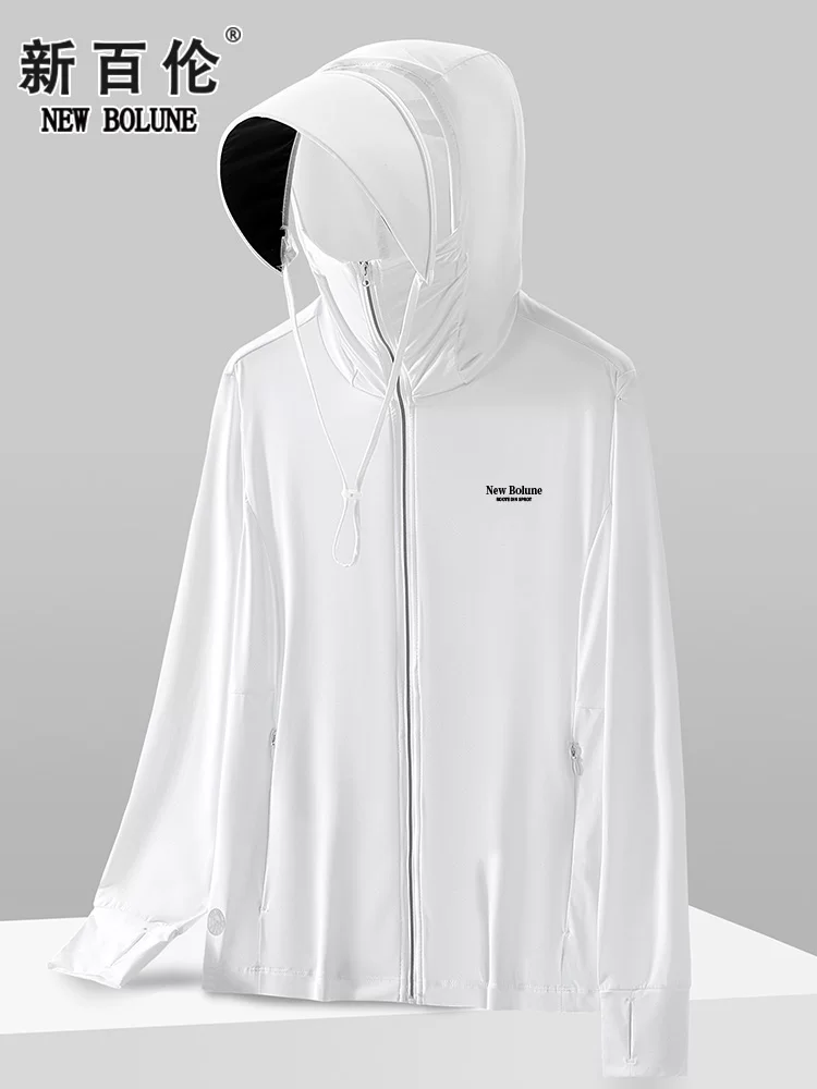 New balance, men's silk summer sun protection clothing with hood, travel jacket, UV protection