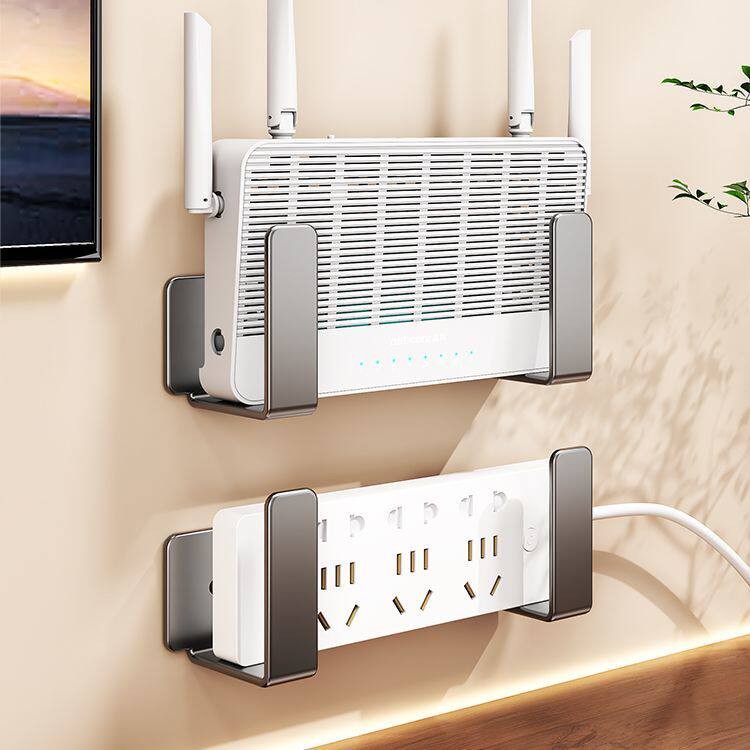 路由器放置架碳钢插排固定器wifi光猫收纳上墙免打孔通用壁挂支架