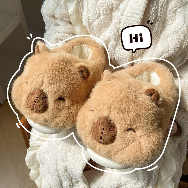 Thick-soled cotton shoes for women, winter bag and outer wear, koala indoor and home, plus velvet and warm woolen cotton slippers