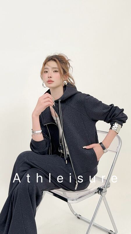 2026 Autumn and Winter New Style Cassini Zipper Jacket + Scimitar Pants Women's Sports Casual Suit 131+171