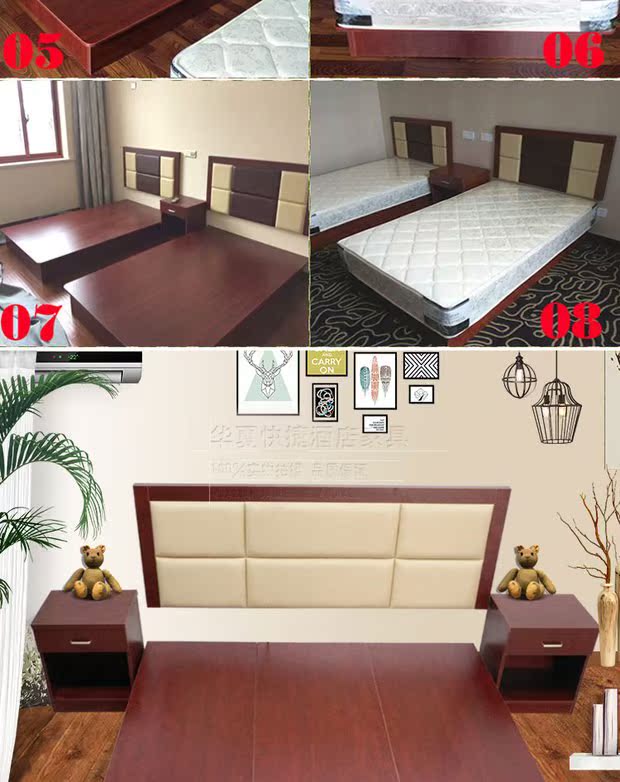 Giường khách sạn nội thất khách sạn giường tiêu chuẩn phòng hoàn thành nhanh khách sạn phòng căn hộ giường khách sạn tủ quần áo TV tủ quần áo - Nội thất khách sạn giường đơn