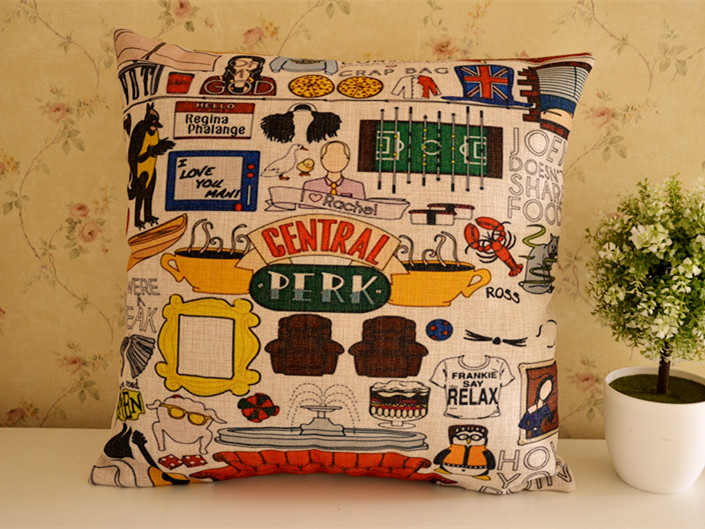 Friends peripheral pillow pillow Friends American TV series Friends cushion hemp cotton retro design pillow cushion