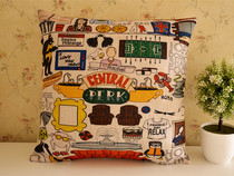 Friends surrounding pillow pillow pillow Friends American drama old friend cushion hemp cotton retro design pillow cushion