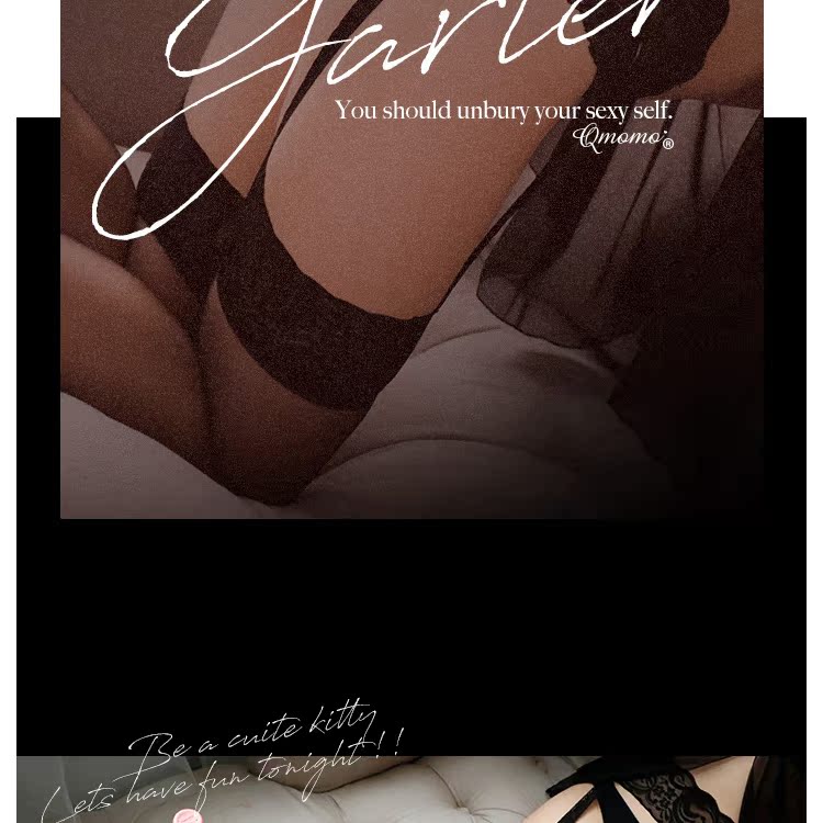 Qmomo lust lily gợi cảm vớ sling vớ ren đen thoải mái lãng mạn nữ garter set dây nịt đùi