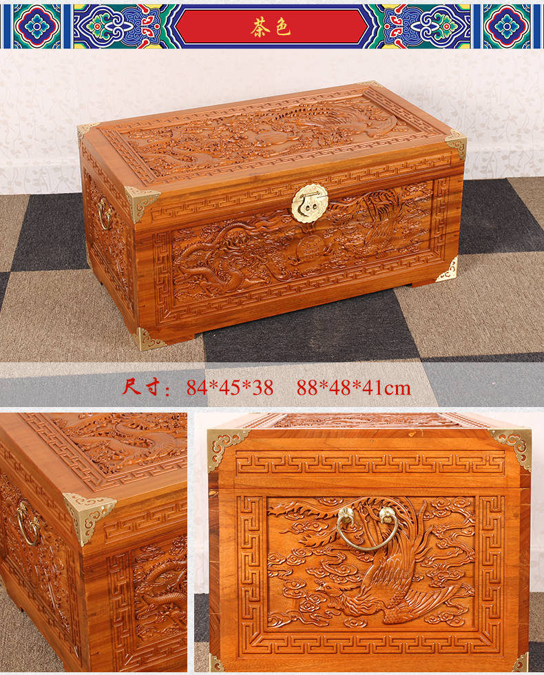 Motai đầy đủ hương gỗ hộp rồng và phượng hoàng chơi hạt chạm khắc rắn hộp lưu trữ hộp lưu trữ hộp đám cưới của hồi môn hộp - Cái hộp hộp gỗ quà tặng