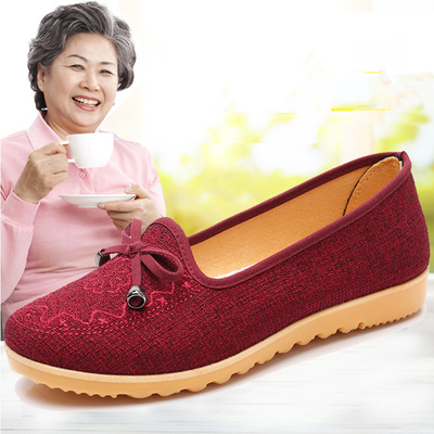 春秋新老北京布鞋平底防滑牛筋底中年妈妈鞋蝴蝶结女单鞋舒适透气