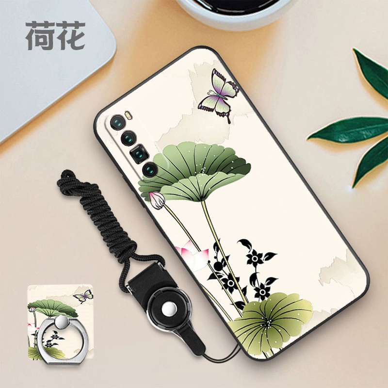 Vỏ điện thoại di động Huawei nova7Pro vỏ bảo vệ silicone vỏ mềm vỏ nổi sơn mờ hoạt hình tùy chỉnh cá nhân hóa phong cách Trung Quốc khung vòng hợp thời trang Dây buộc lưới màu đỏ mô hình nam và nữ - Nhẫn