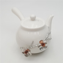 Pure handmade tin suet white jade porcelain teapot Dehuan white porcelain ceramic side bar