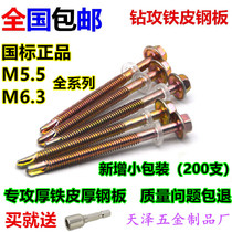 Factory direct sales self-tapping external hexagon drill tail screw dovetail nail color steel tile self-drilling self-tapping nail national standard M5 56 3