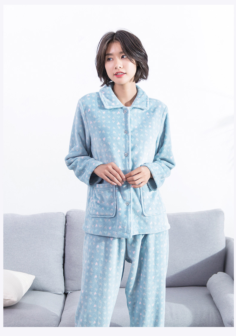 Top đồ ngủ dưa dưa dày lên dịch vụ gia đình phù hợp với phụ nữ mùa thu và mùa đông áo dài tay top store cửa hàng hàng đầu chính thức bộ mặc nhà thu đông