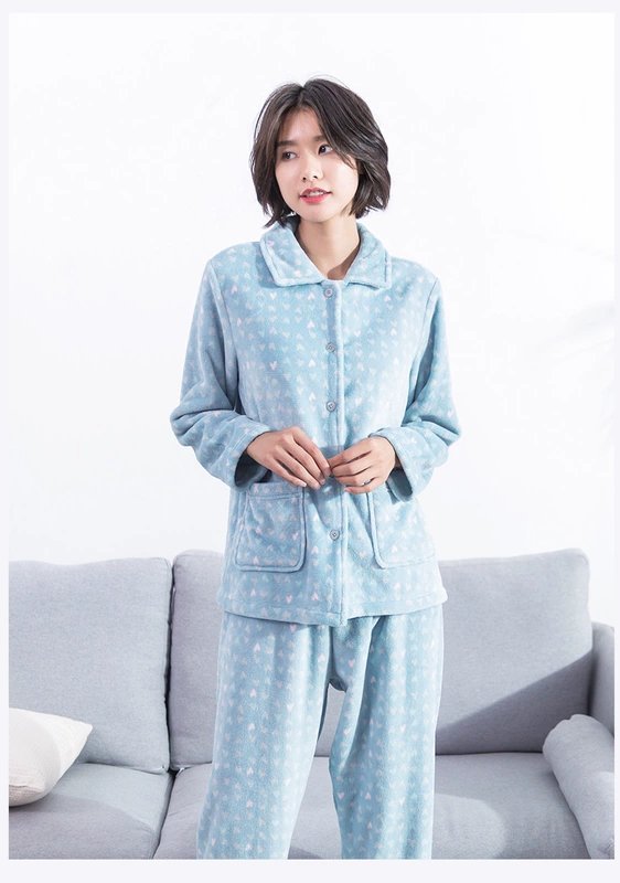 Top đồ ngủ dưa dưa dày lên dịch vụ gia đình phù hợp với phụ nữ mùa thu và mùa đông áo dài tay top store cửa hàng hàng đầu chính thức bộ đồ mặc nhà mùa hè đẹp