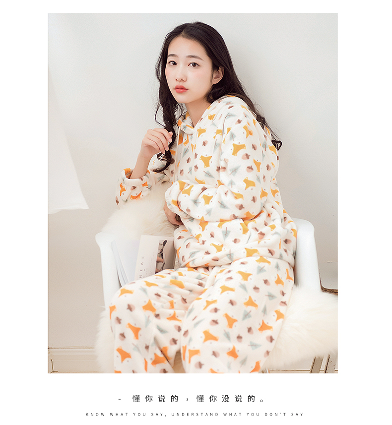 Bộ đồ ngủ nhung san hô dày hàng đầu thiết lập dịch vụ gia đình cho nam và nữ bộ mặc nhà cho nam
