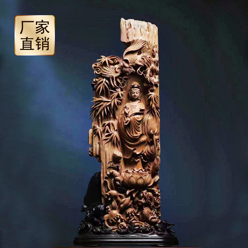 The Incense such as Come to Old Mountain Honolulu Buddhist statues Guanyin Guanyin Manjusri Hide Bodhisattva Large Cliff Bergen Carved Wooden Sculptures